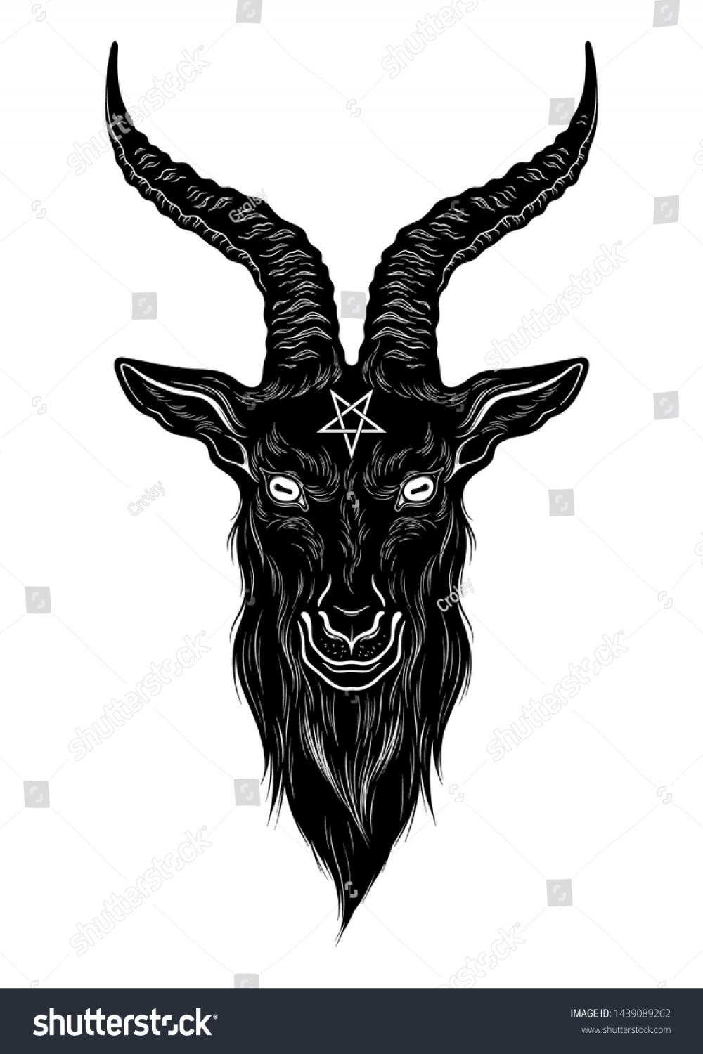 Baphomet Demon Goat Head Hand Drawn: Stock-Vektorgrafik