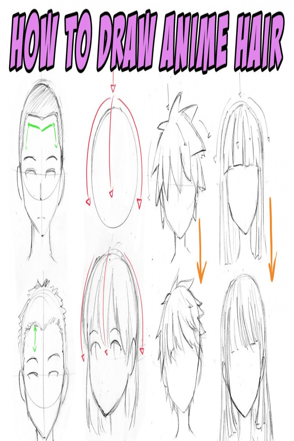 [Beginner Guide part ] How to Draw anime Hair Tutorial