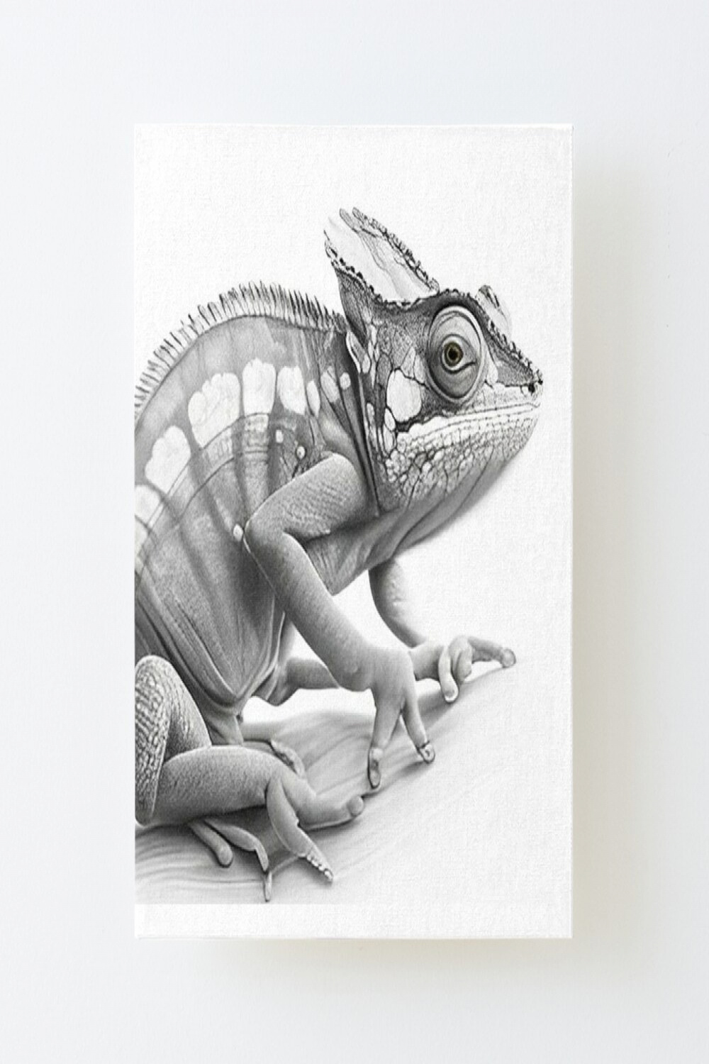 Black and white Chameleon drawing  Art Board Print