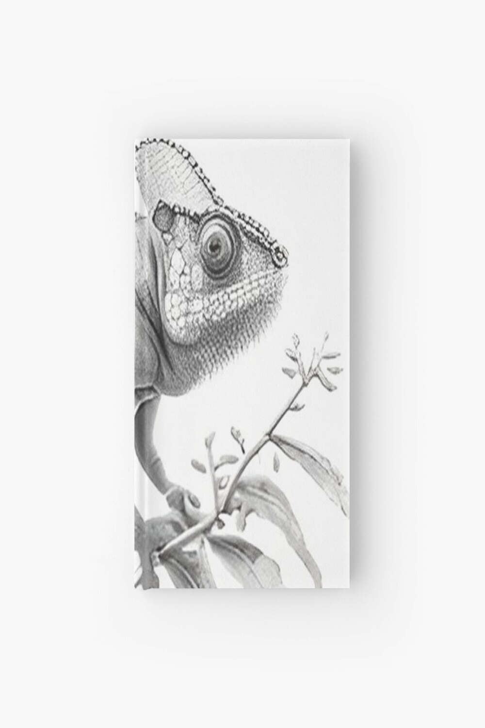 Black and white Chameleon drawing  Hardcover Journal