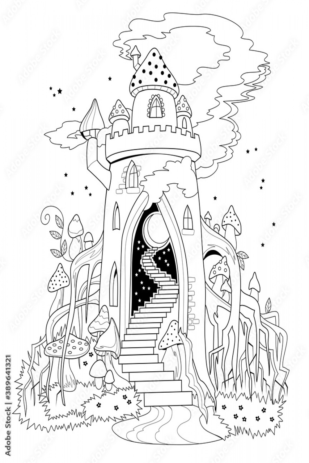 Black and white page for coloring book