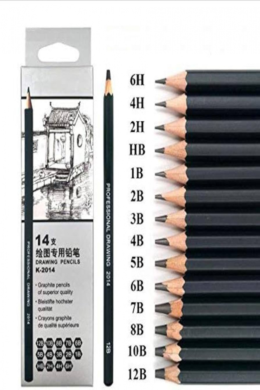 Bleistift  Stück/Set B B B B B B B B B B HB H H H  Graphit-Skizzenstifte Professionelles Bleistiftset zum Zeichnen