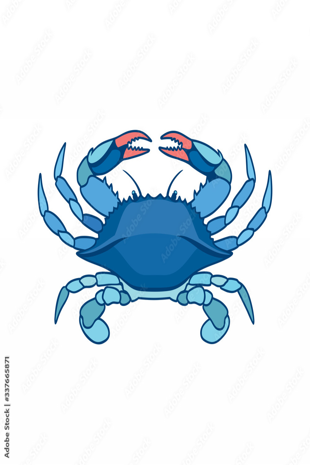 Blue Crab on a white background in watercolor style