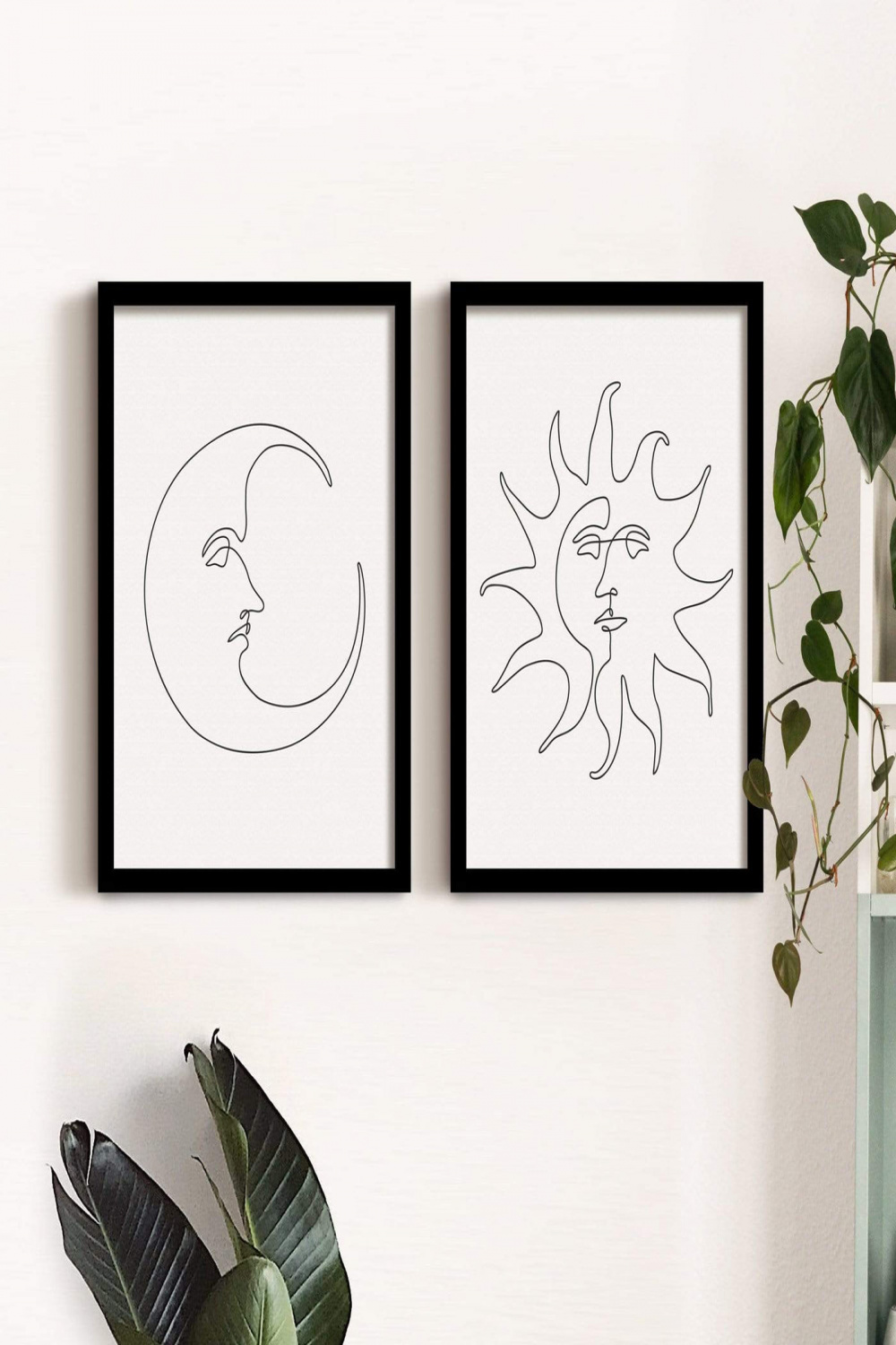 Boho Sonne &amp; Mond Wandkunst-Sets  Green Lili