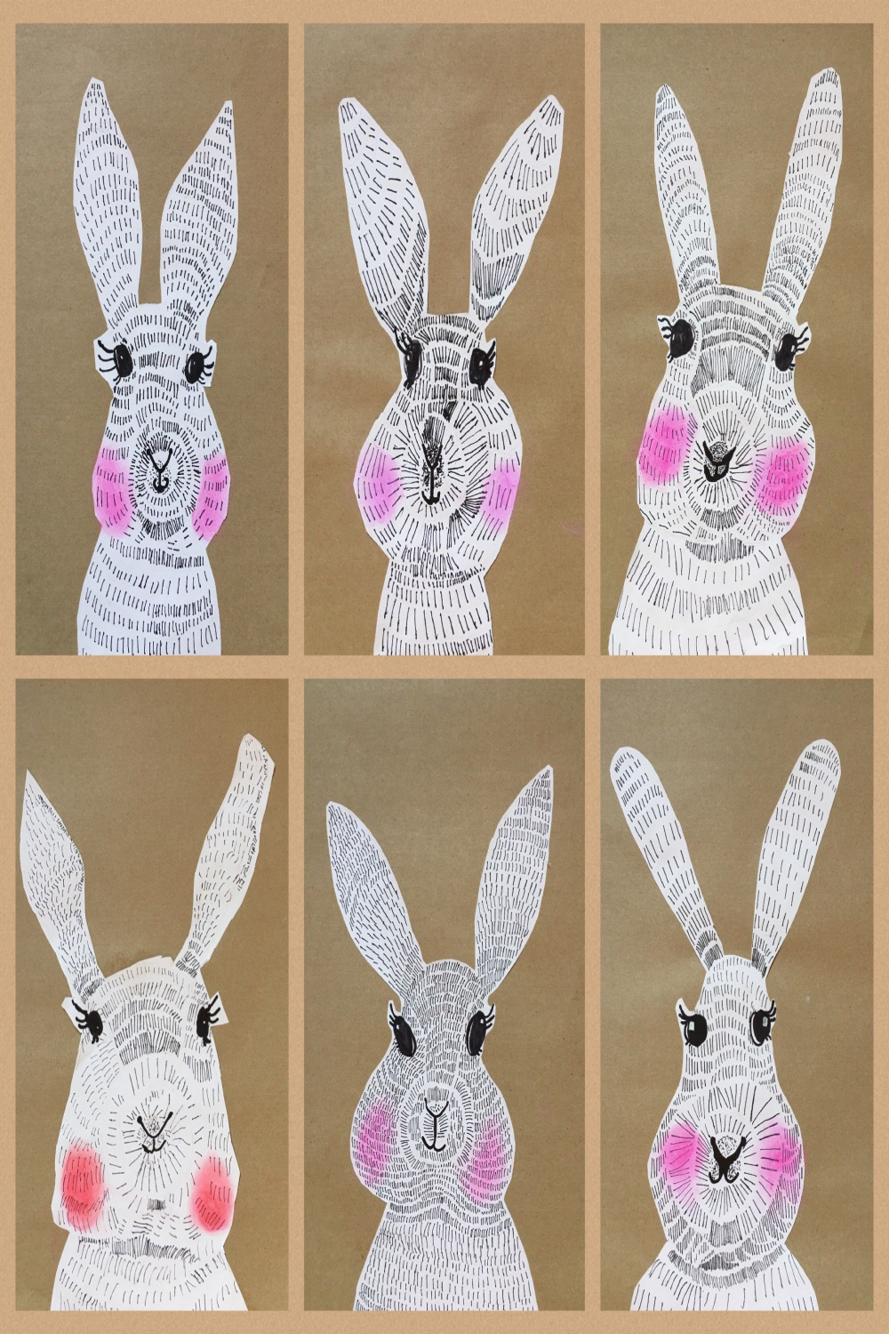 Bunny Rabbit illustration with pen and line technique