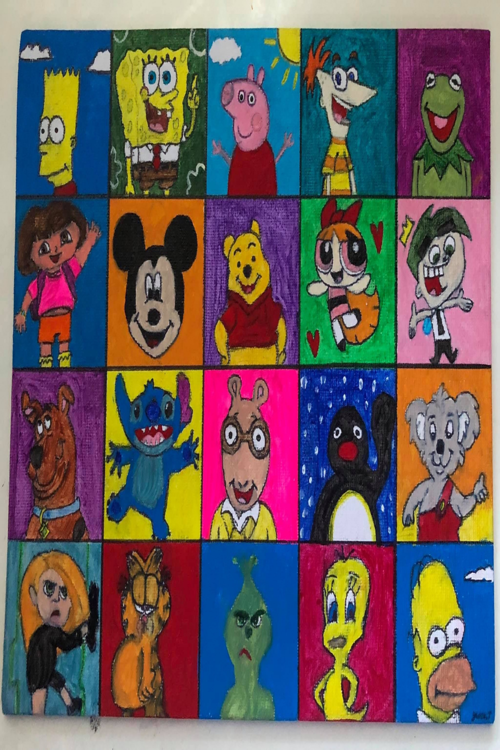 Cartoon Painting  Cartoon painting, Disney canvas art, Mini