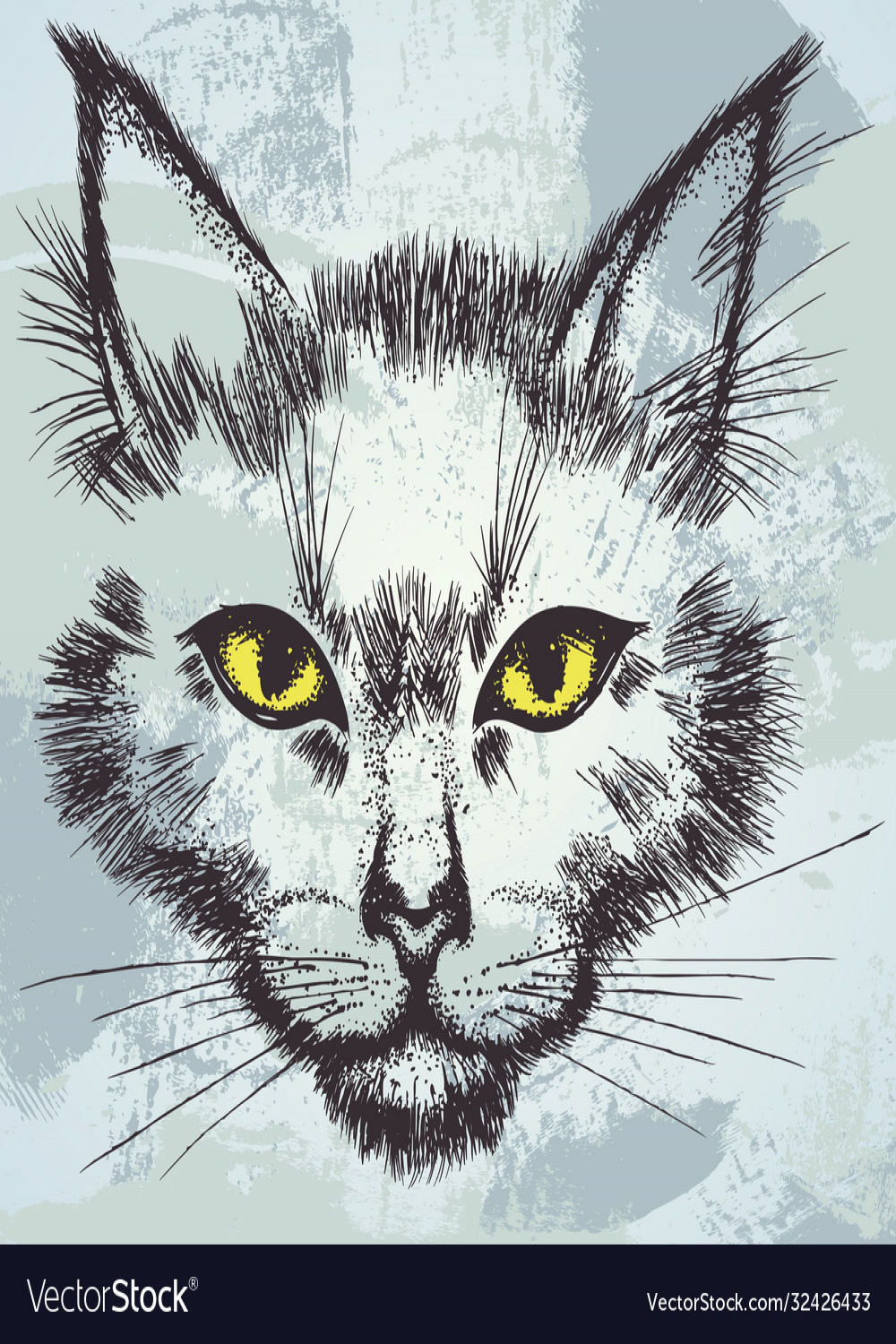 Cat face grunge Royalty Free Vector Image - VectorStock