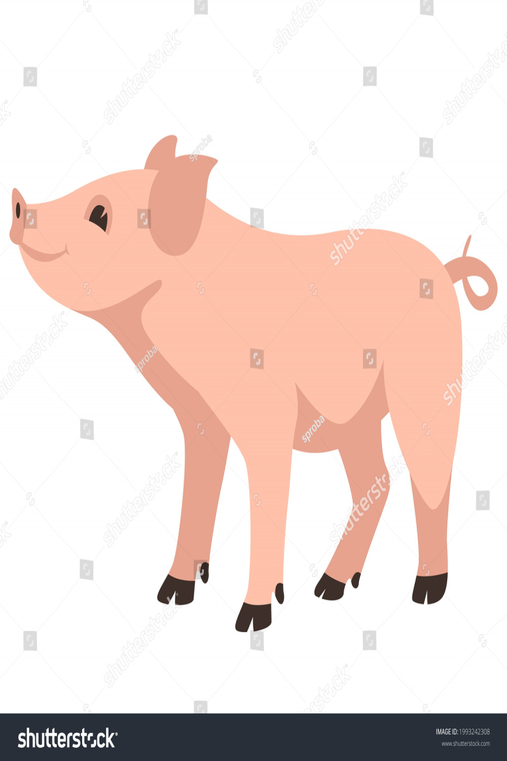 cerdo gracioso, ilustración vectorial, estilo plano,: vector de
