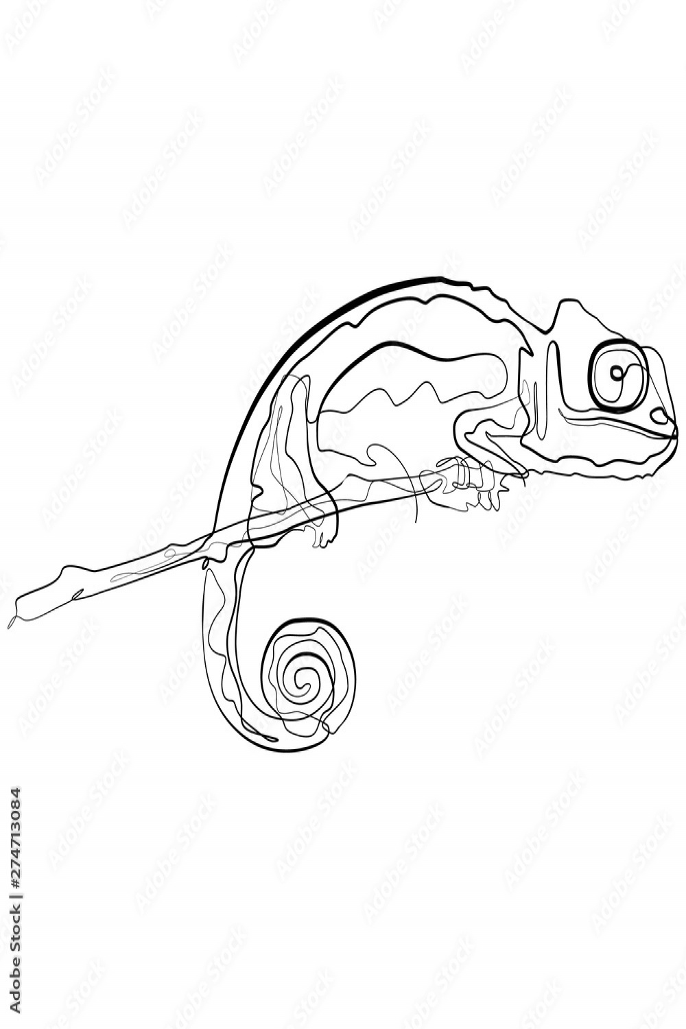Chameleon one line drawing