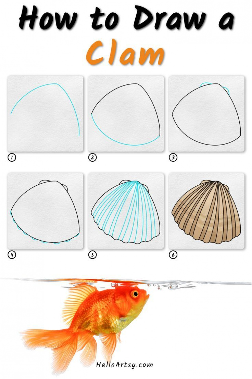 Clam Drawing ( EASY STEPS!) Easy-to-Follow Drawing Lesson for