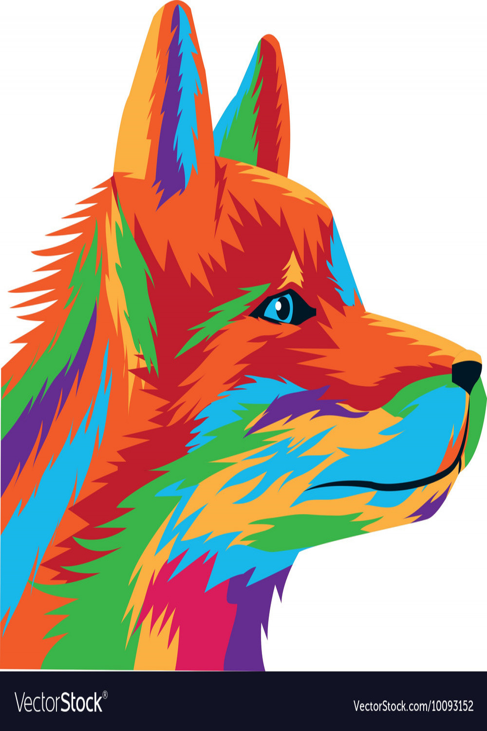Colorful wolf drawing icon Royalty Free Vector Image