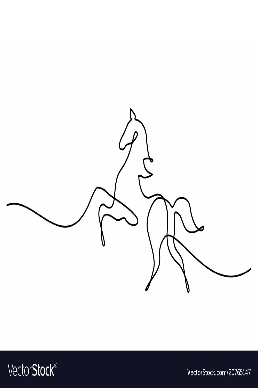 Continuous one line drawing horse logo Royalty Free Vector