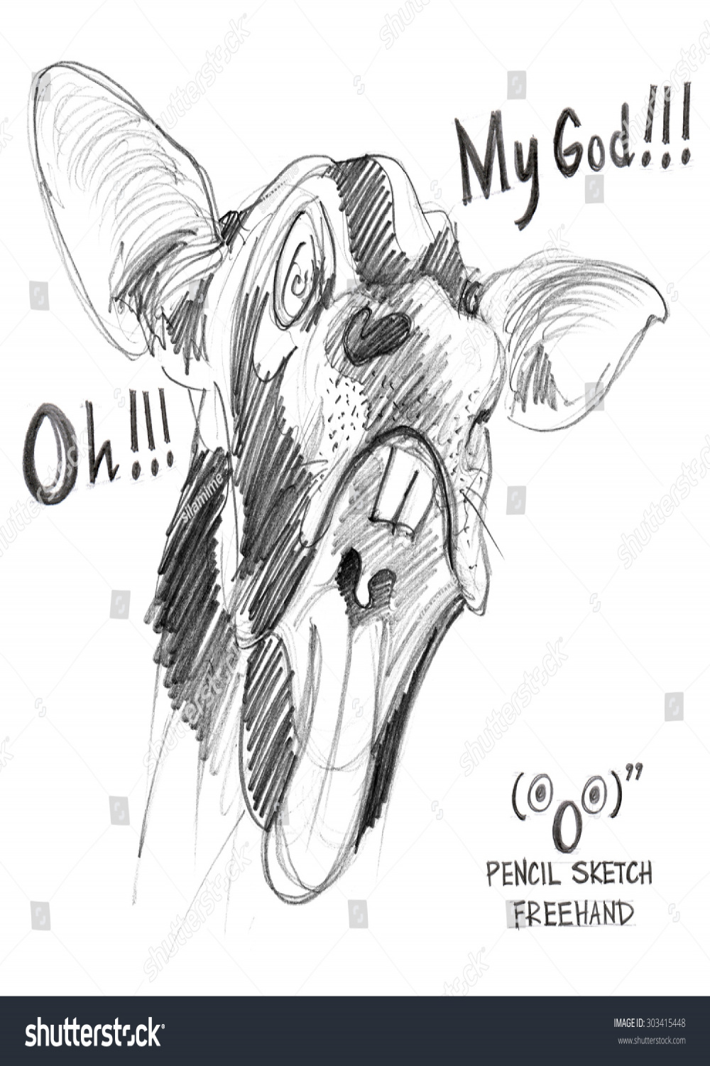Cow Face Expressed Horror Shock Agape Stock Illustration