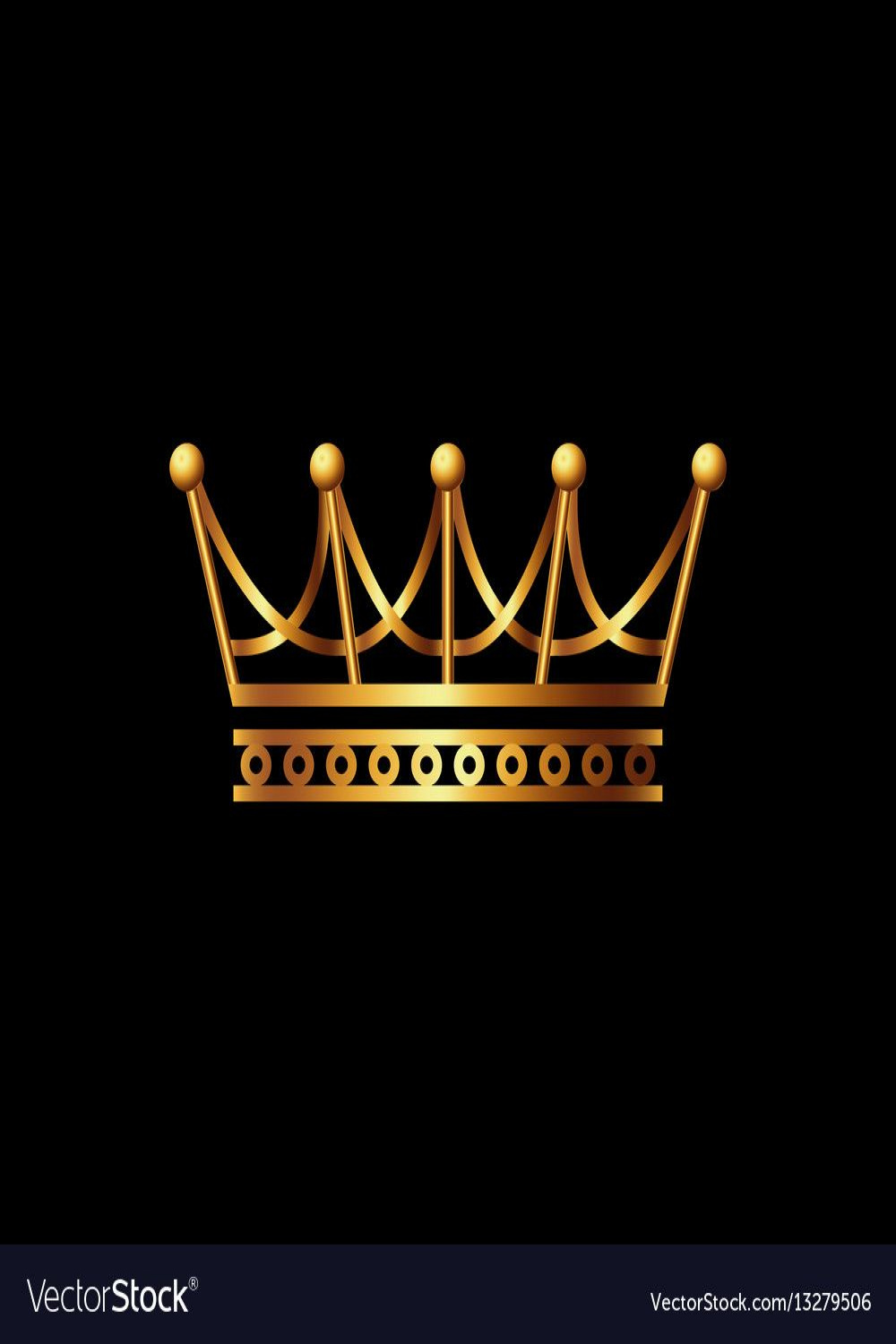 Crown. Gold symbol icon on black background