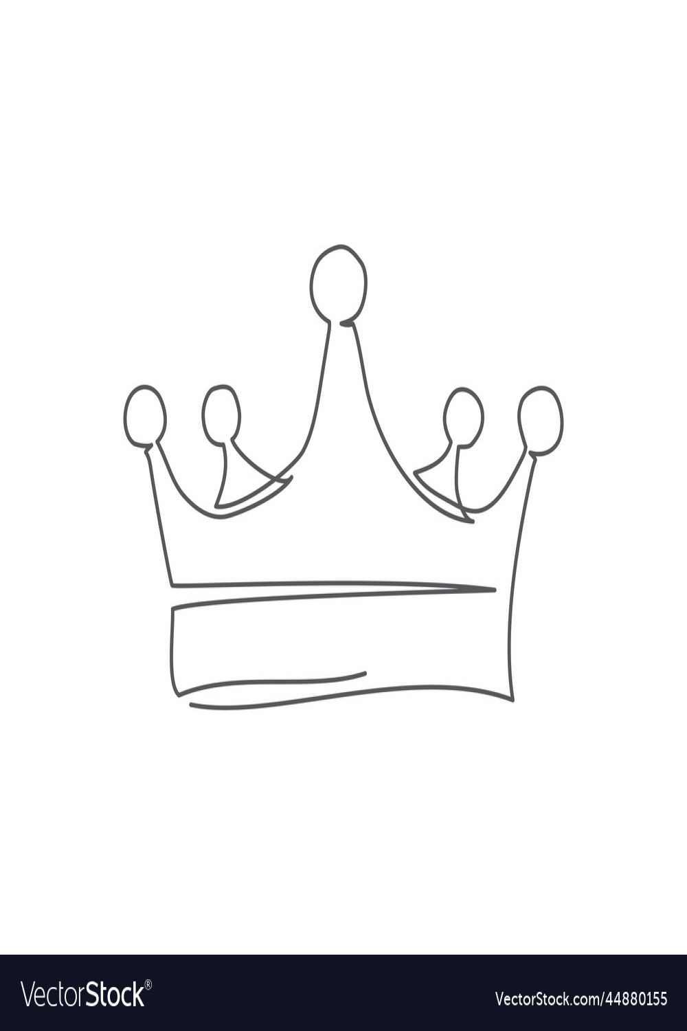 Crown one line drawing on white background Vector Image