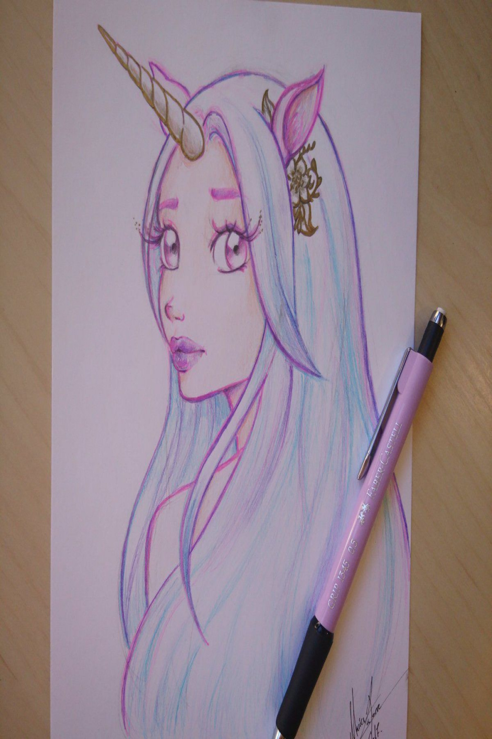 Cute anime unicorn girl  Unicorn art drawing, Unicorn drawing