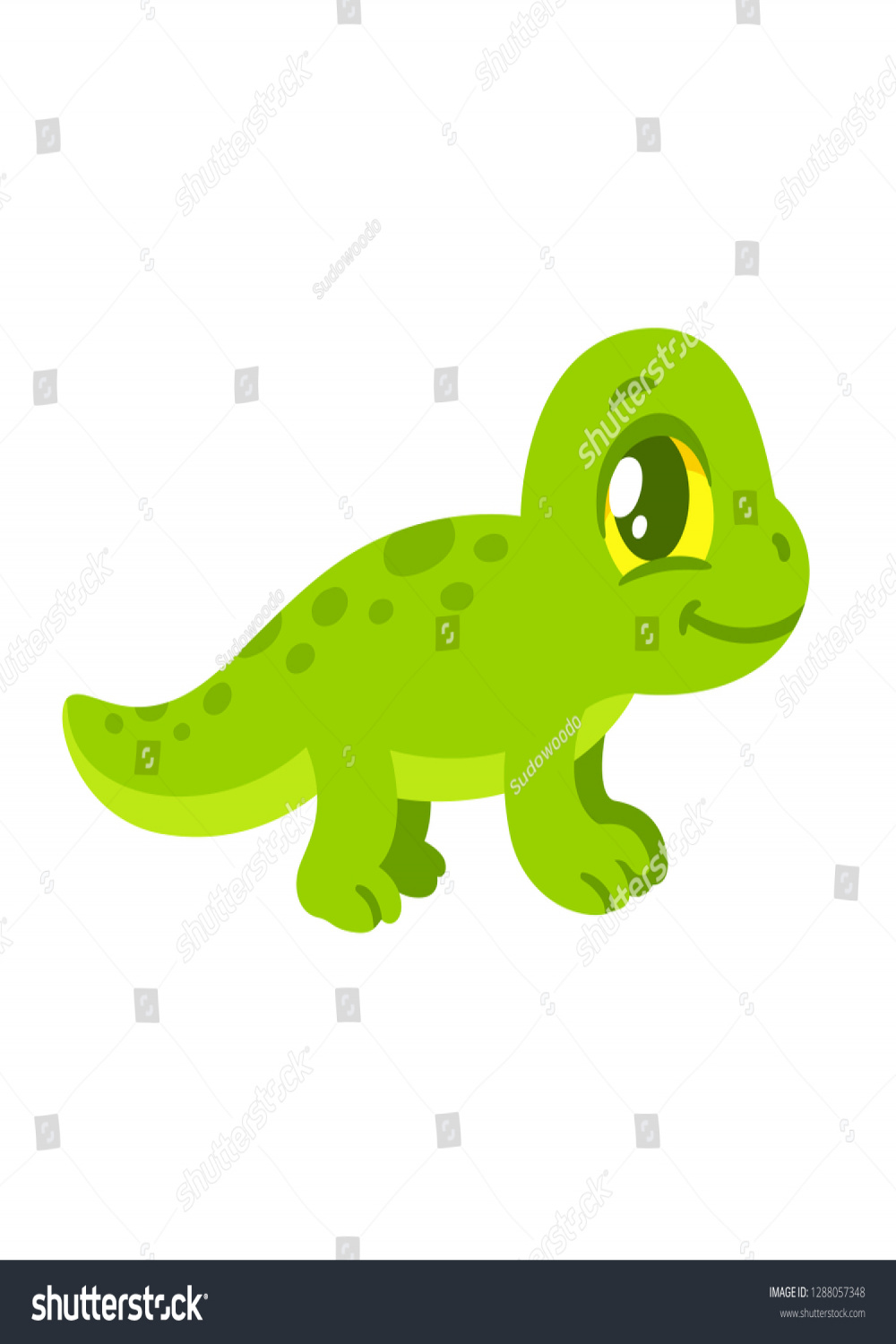 Cute Cartoon Baby Lizard Drawing Little Stock Vector (Royalty Free