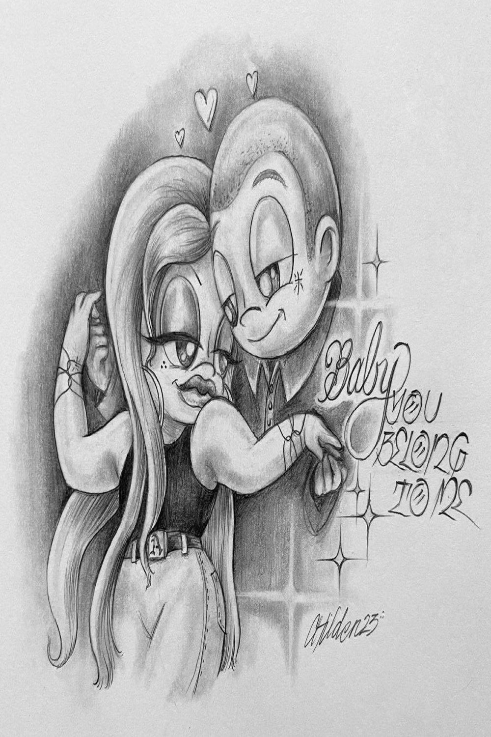 Cute chicano couple tattoo  Chicano drawings, Graffiti drawing
