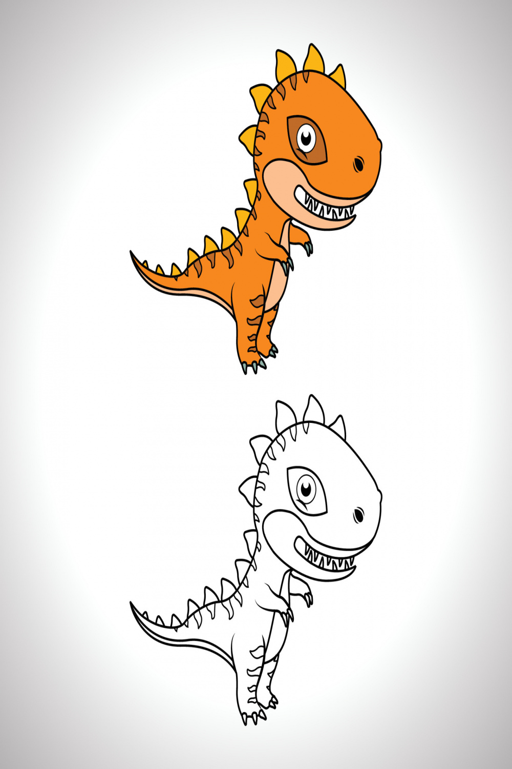 Cute dinosaur cartoon with line art, dinosaur for coloring book