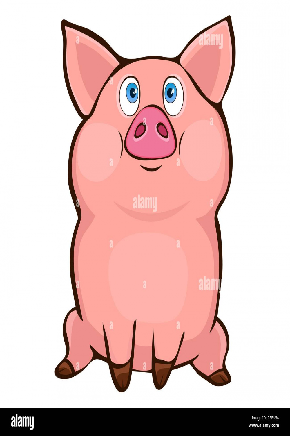 Cute funny pig hand drawing, cartoon character, vector