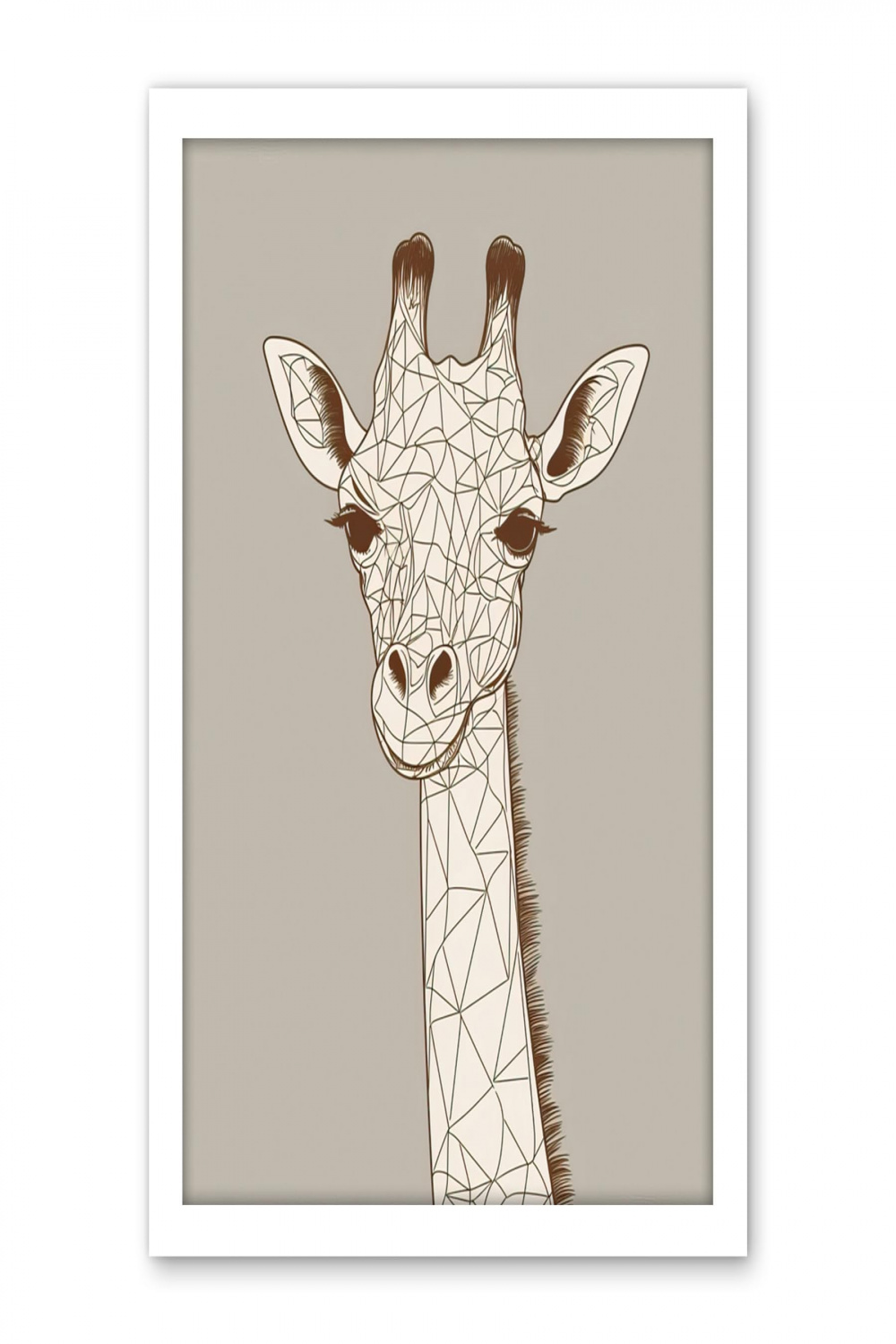 Cute Giraffe Head Line Drawing Illustration Artwork Framed Wall Art Print  X Inch