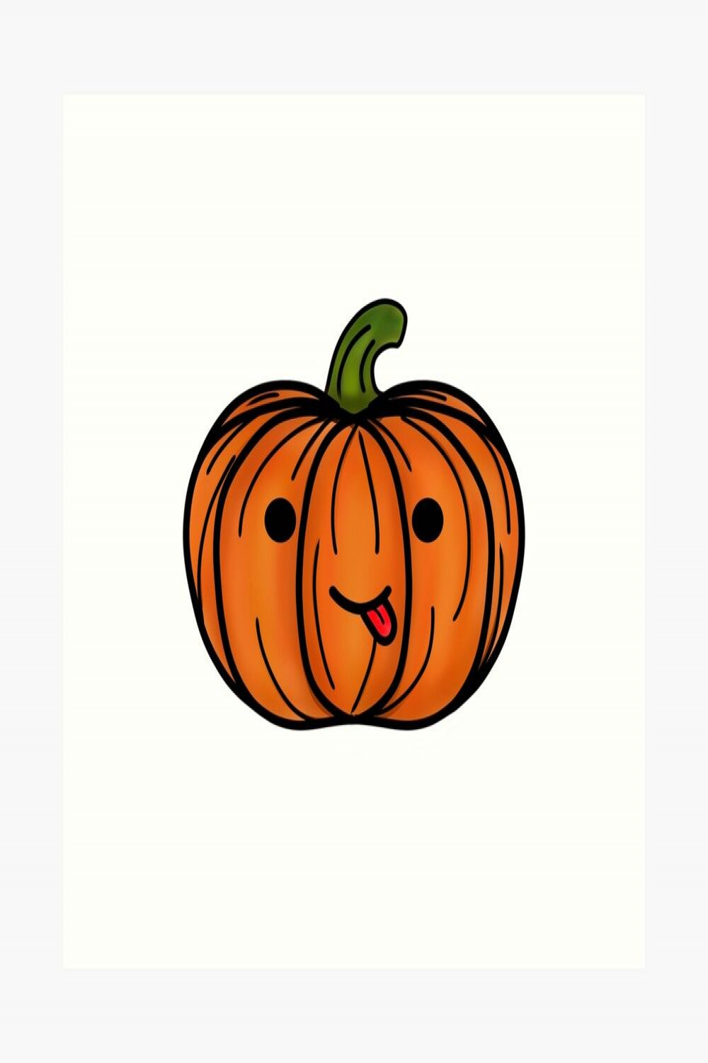 Cute Halloween Pumpkin Drawing - White Background" Art Print for