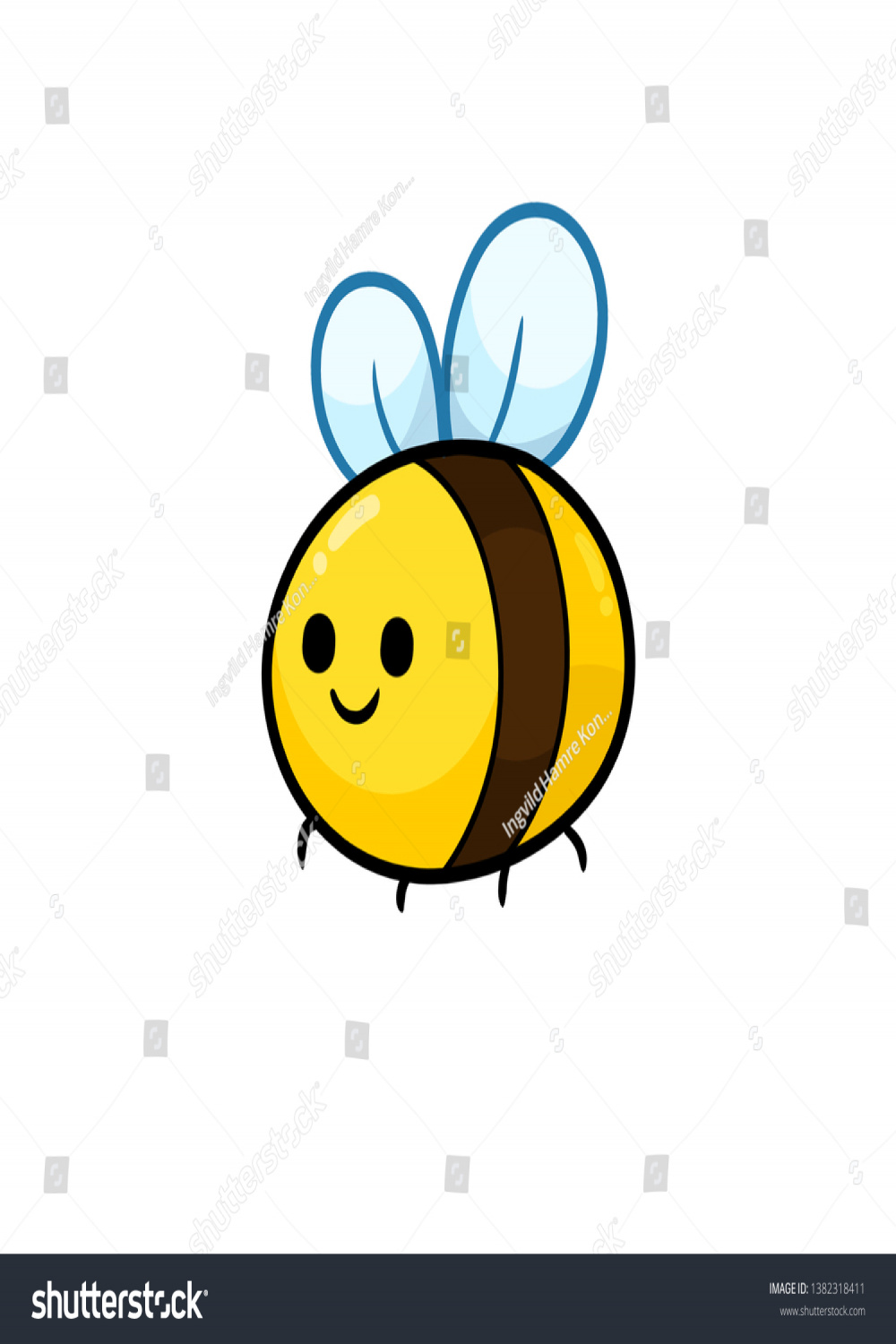 Cute Honey Bee Drawing Isolated Stock Illustration