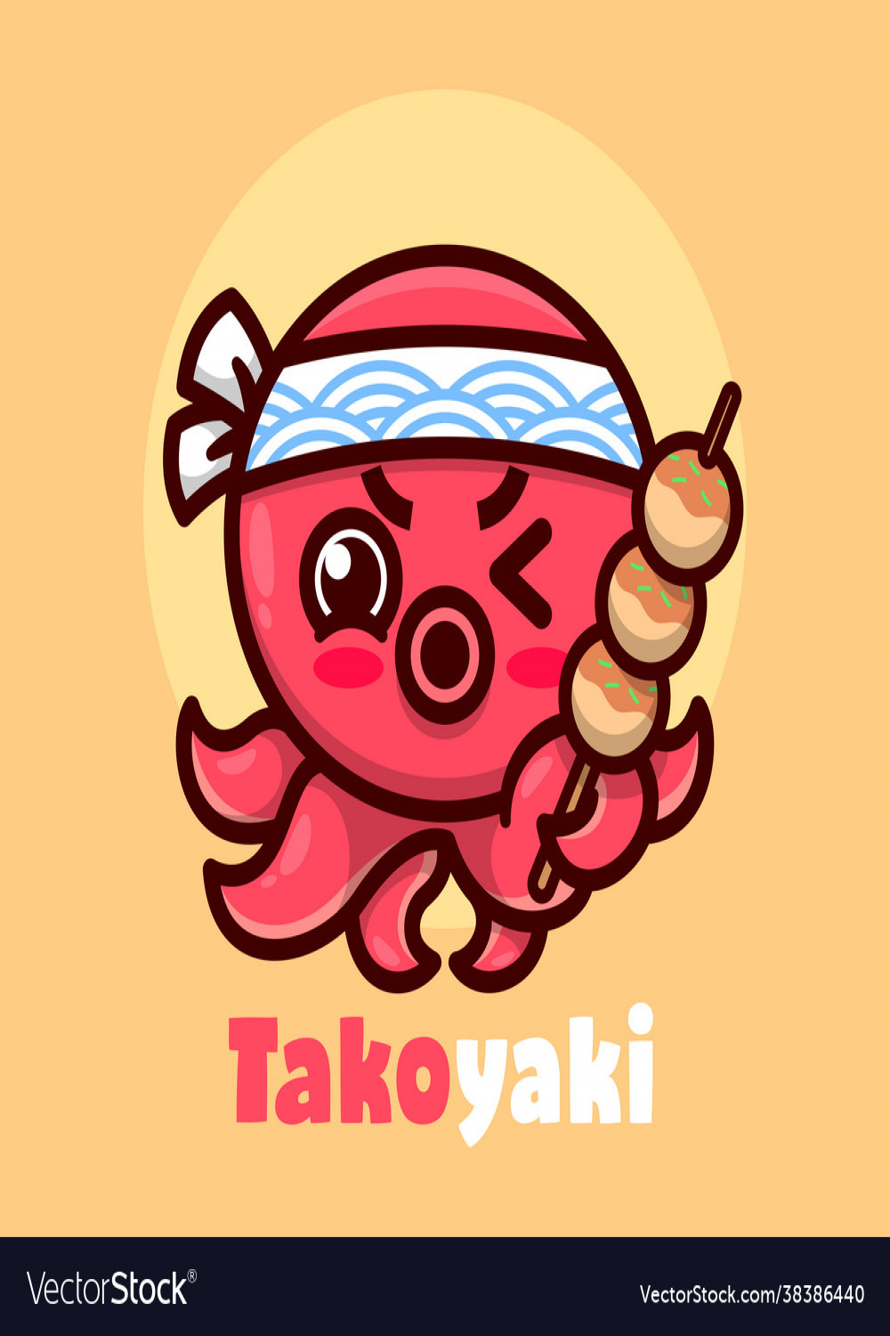Cute japan octopus chef bringing takoyaki Vector Image