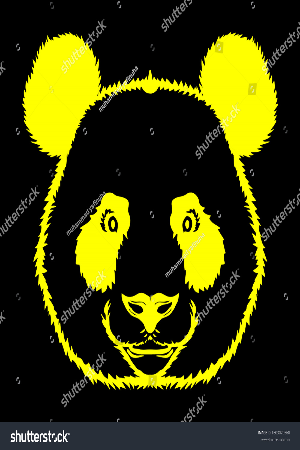 Cute Panda Head Yellow Hand Drawing Stock Vector (Royalty Free