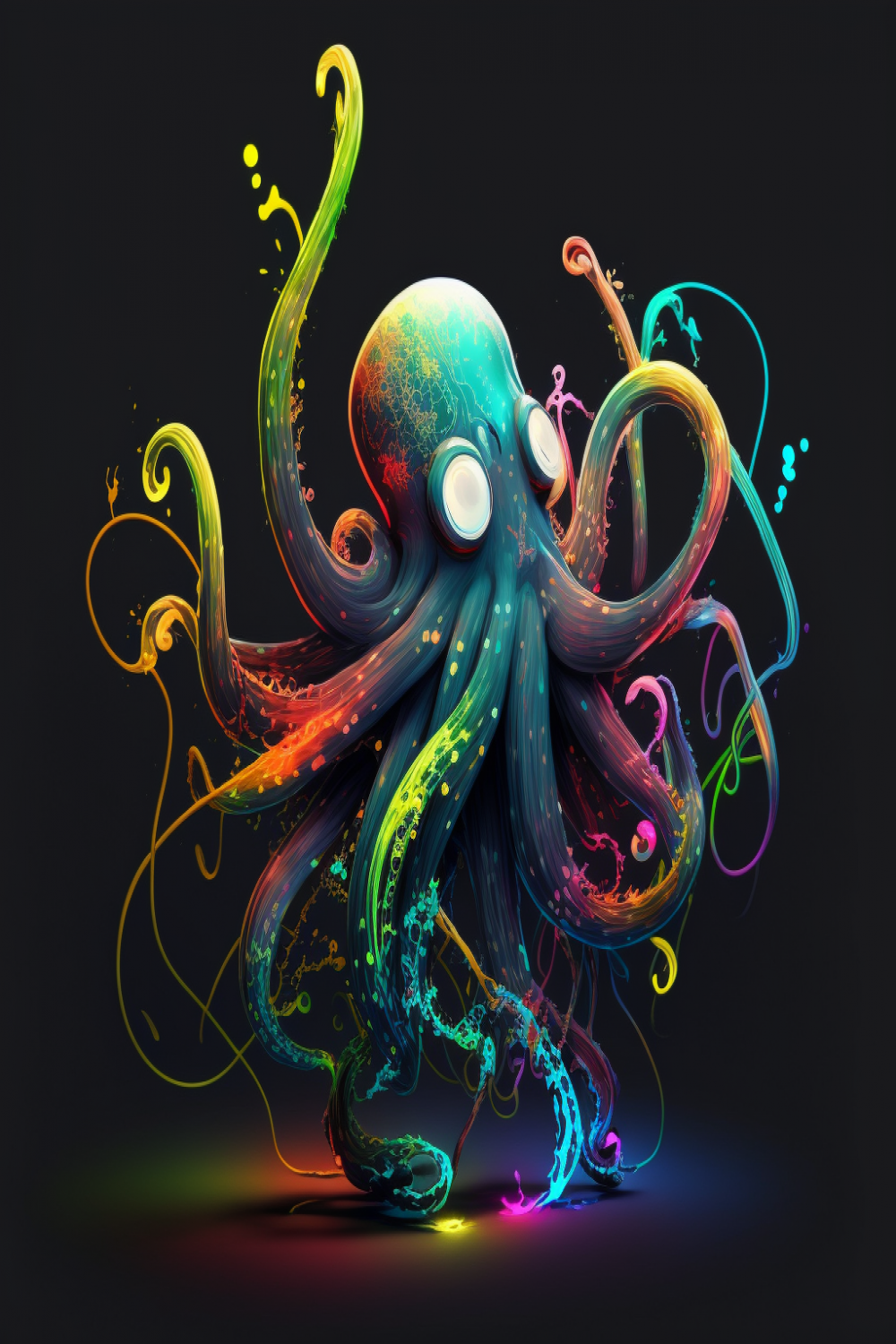 Dancing Neon Octopus  TOMLIN STUDIO
