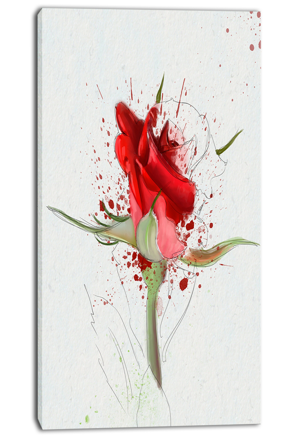DesignArt Bright Hand-drawn Red Rose Sketch On Canvas Print  Wayfair