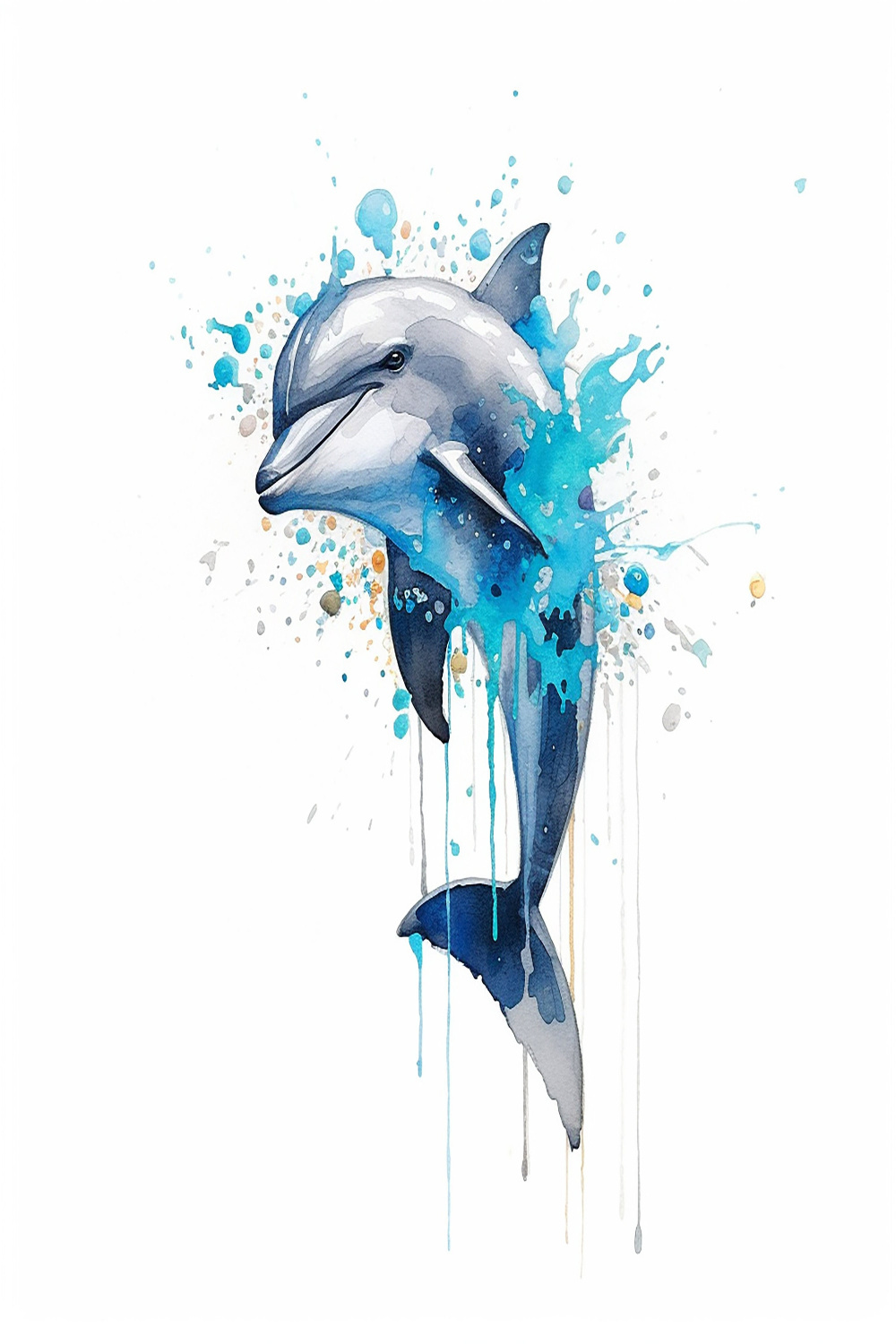 Dolphin Watercolor - Etsy