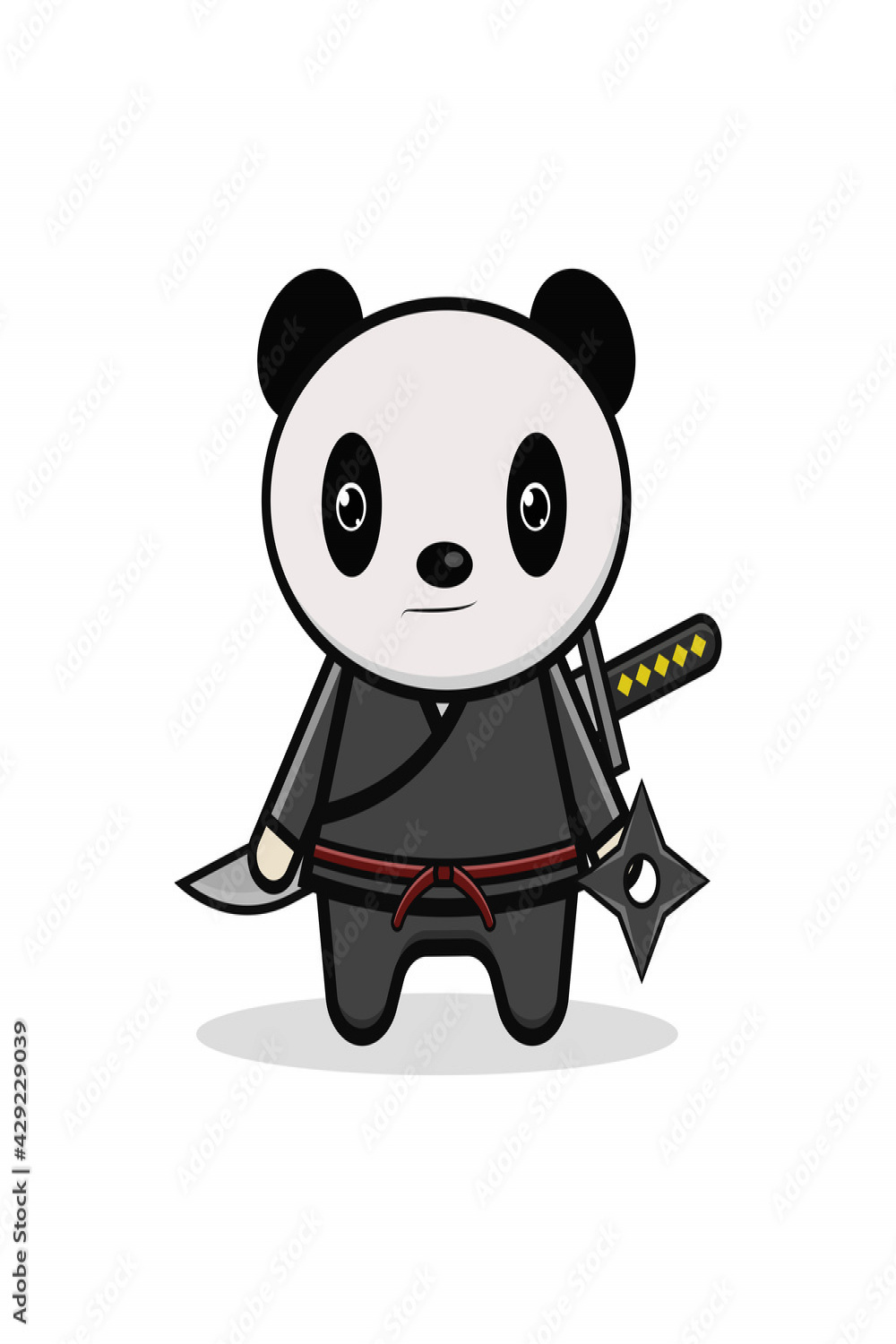 Doodle illustration panda ninja vector graphics Stock-Vektorgrafik