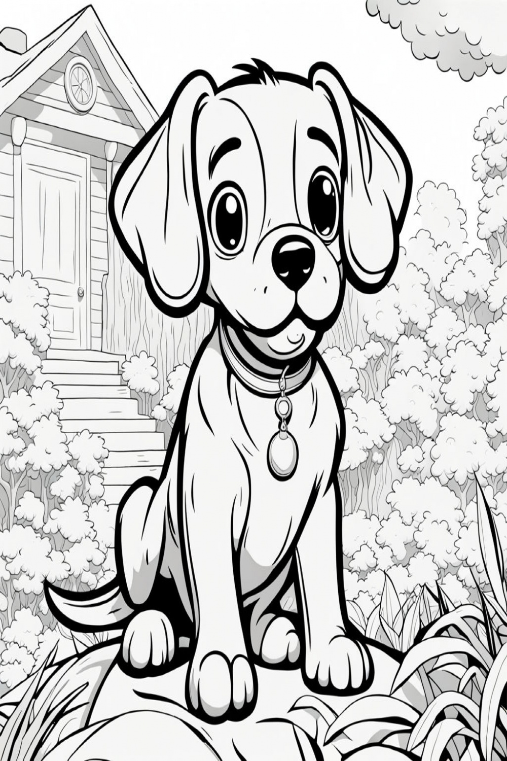 Draw the dog picture needed for coloring without the background