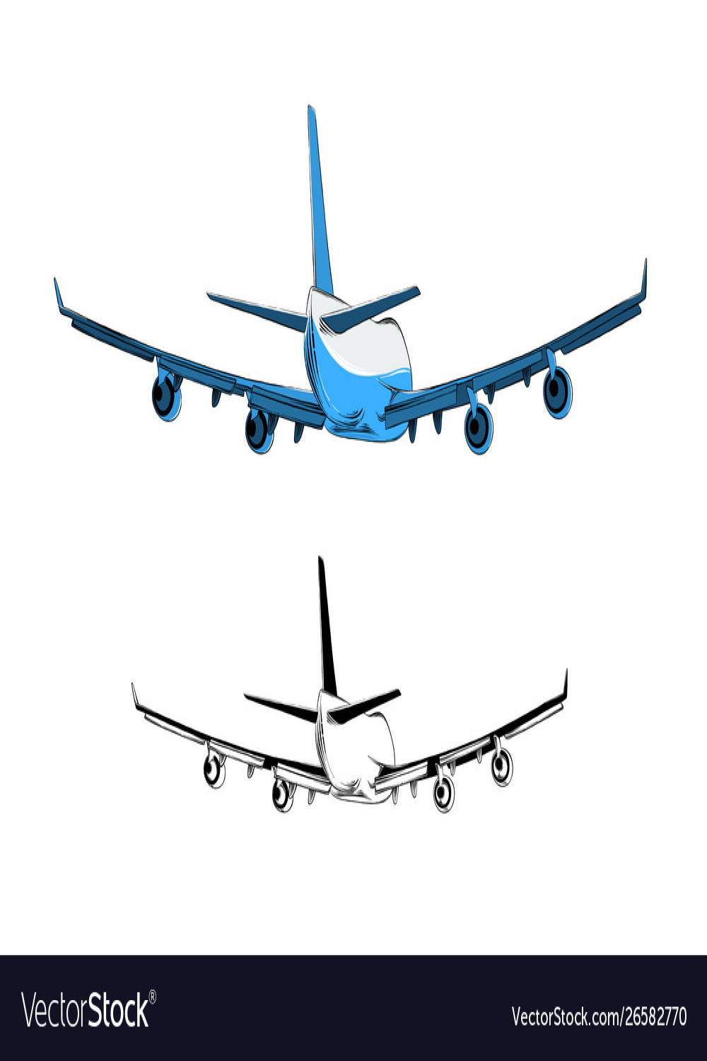Drawing airplane in blue color isolated Royalty Free Vector