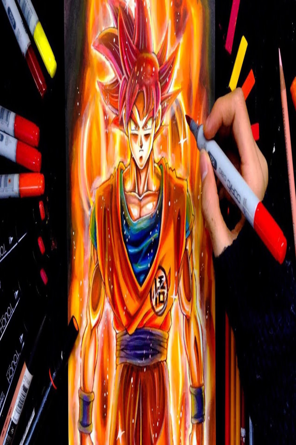 Drawing Goku Super Saiyan GOD