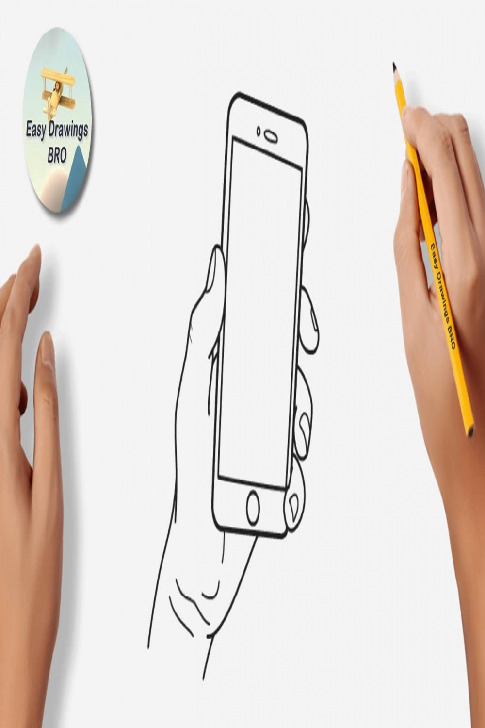 Drawing hand holding a phone tutorial  How to draw a hand with mobile  phone  Easy Drawings BRO