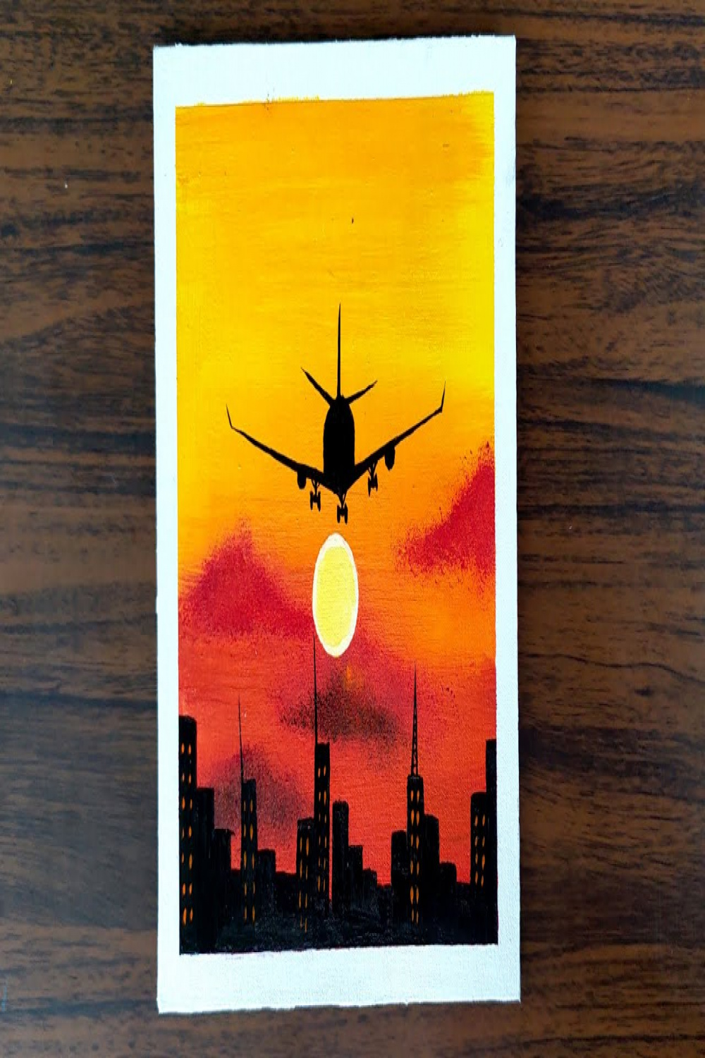 Easy Drawing # / Acrylic Colour Painting / City Sunset /Aeroplane Sunset  Scenery.
