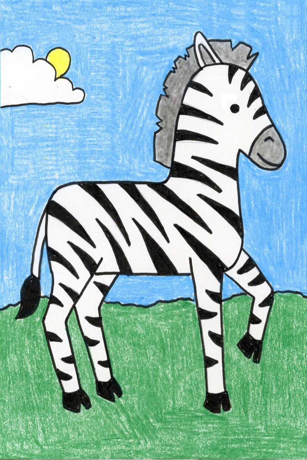 Easy How to Draw a Zebra Tutorial and Zebra Coloring Page  Zebra