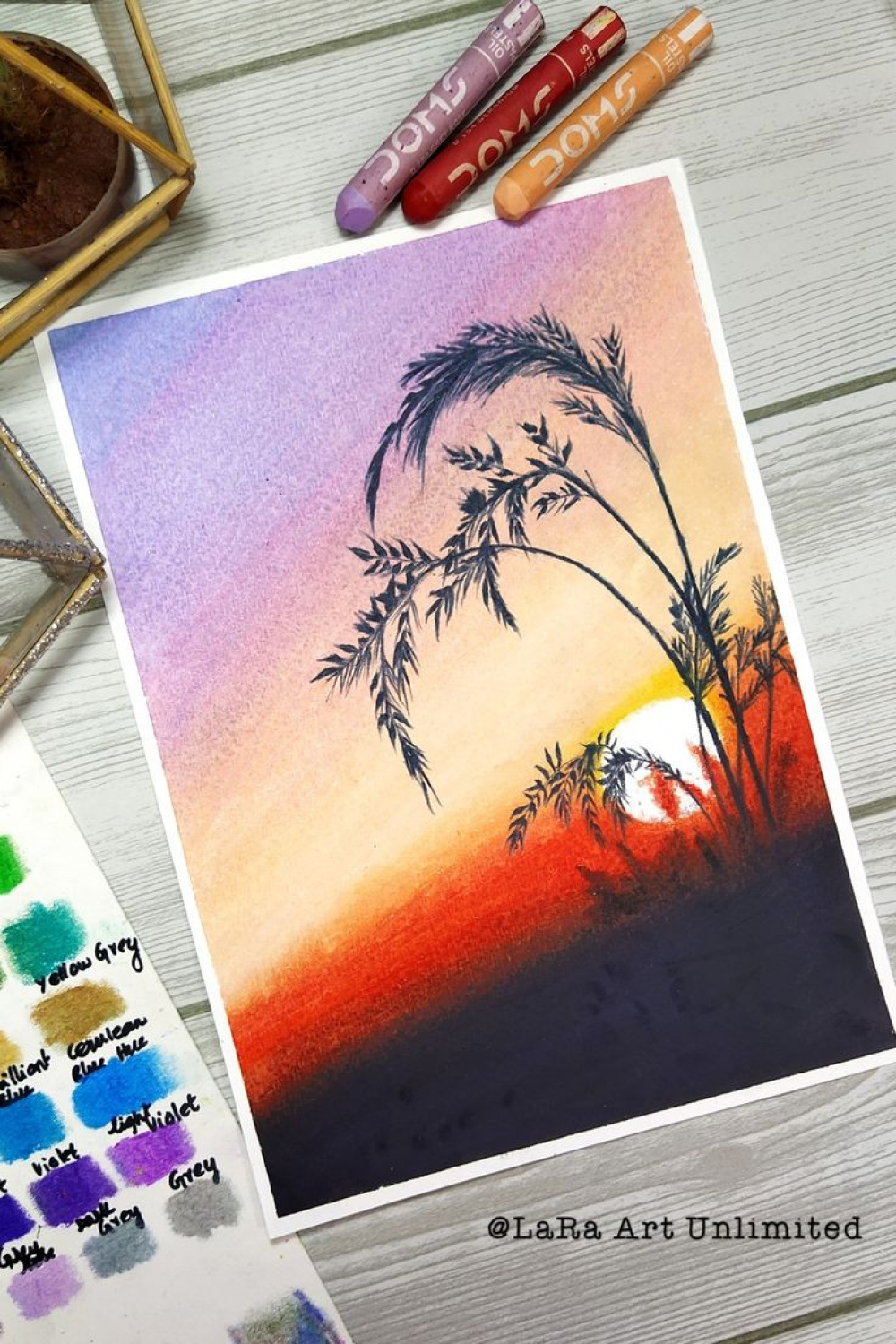Easy Sunset oil pastel scenery tutorial  Oil pastel drawings easy