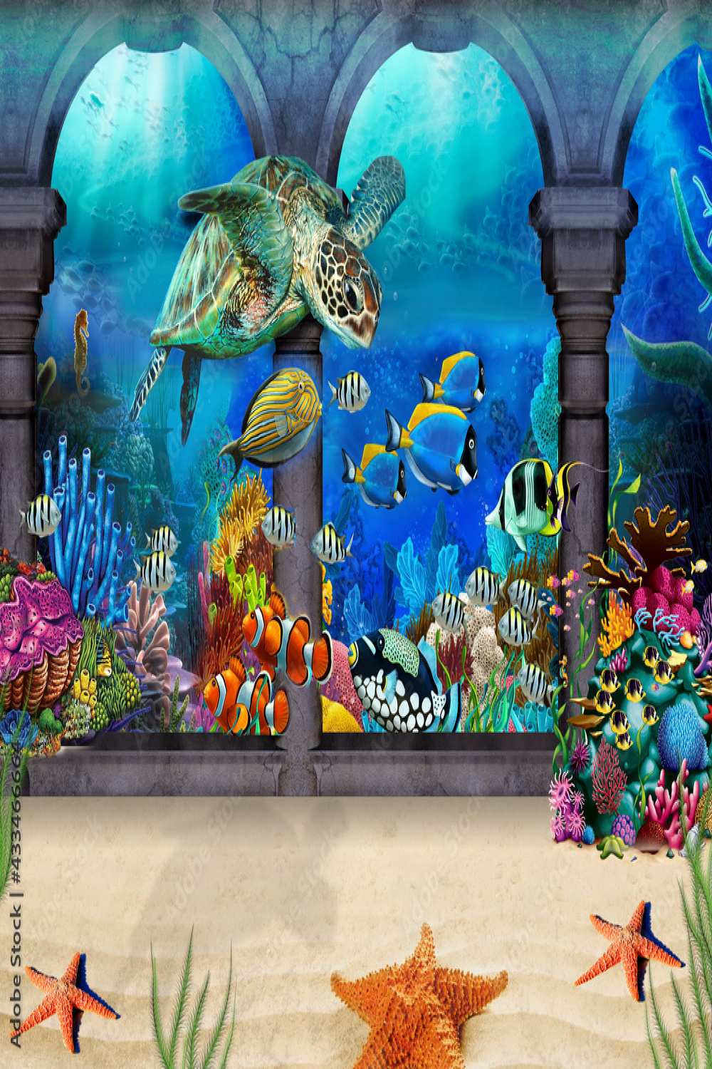 Fabulous underwater world, d art, d aquarium, coral reef