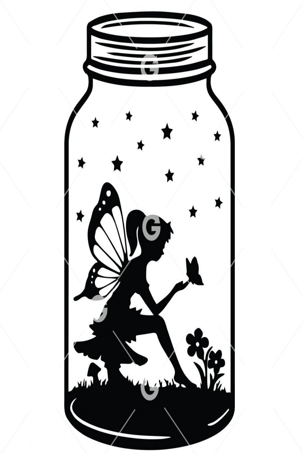 Fairy Wish Scenic Mason Jar SVG