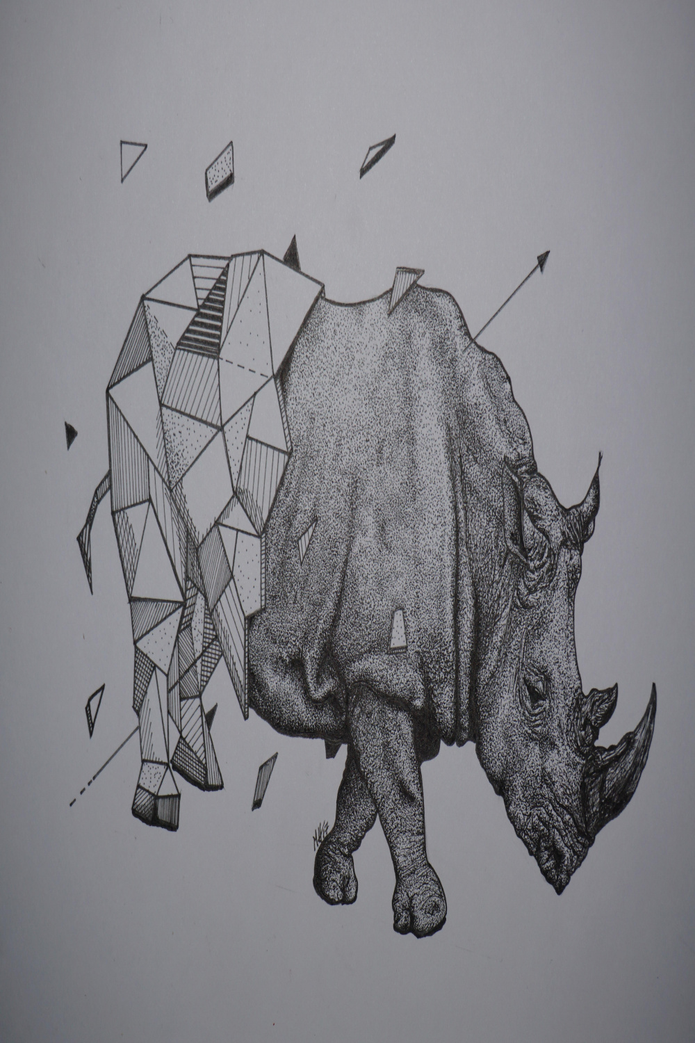 Geometric rhino I drew for my son : r/drawing