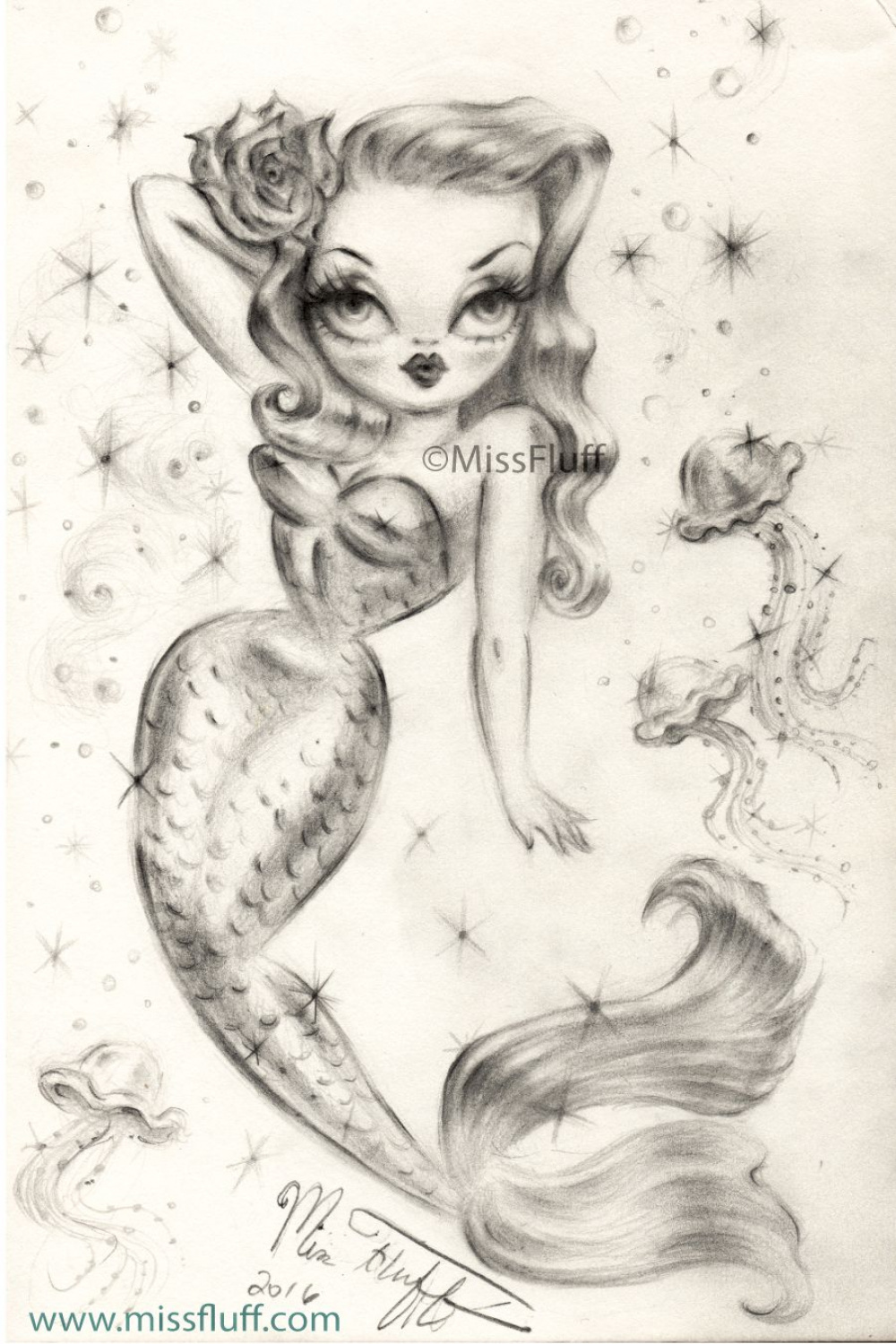 Glamorous pinup inspired mermaid