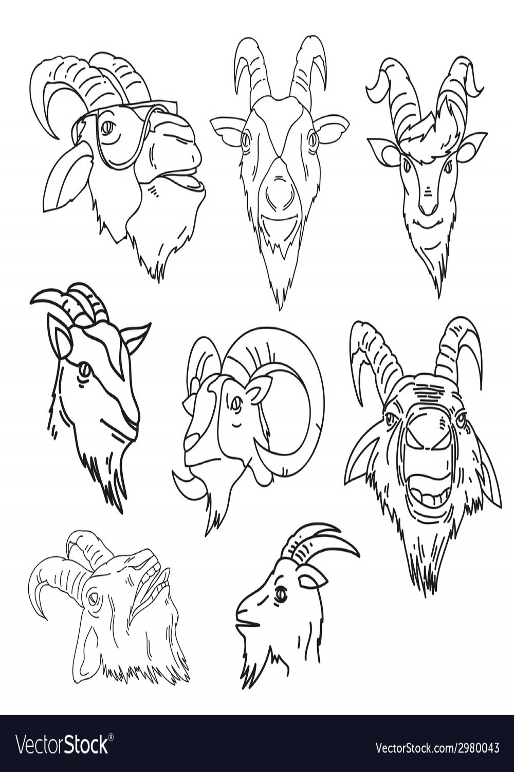 Goat head abstract isolated Royalty Free Vector Image