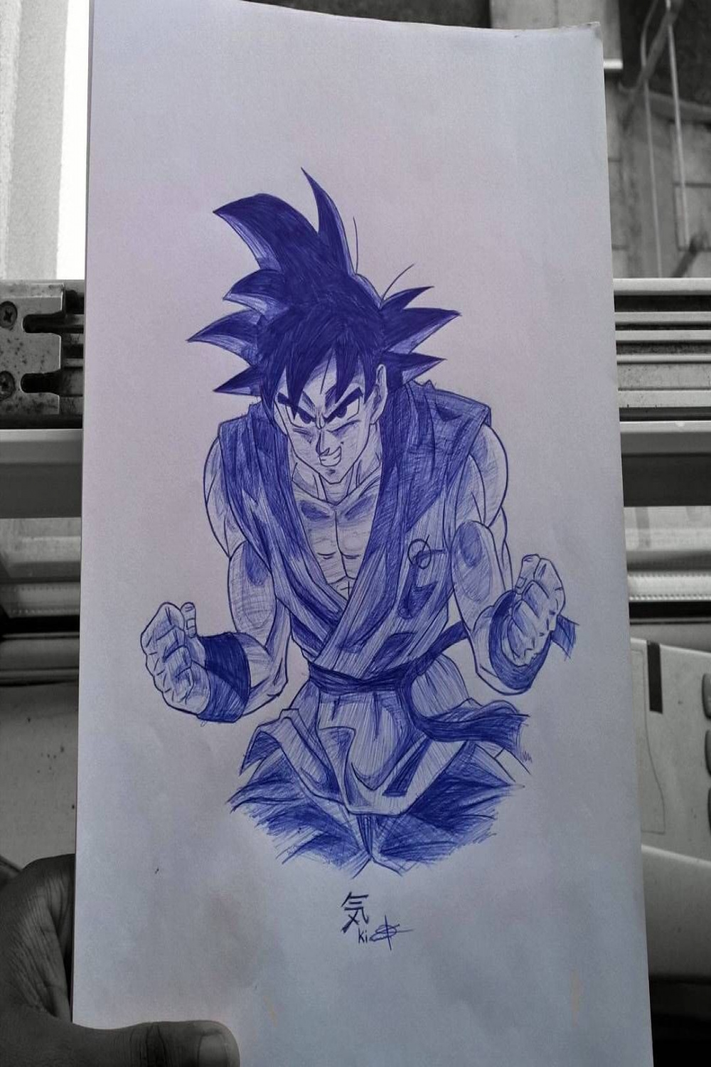 Goku ballpoint pen art