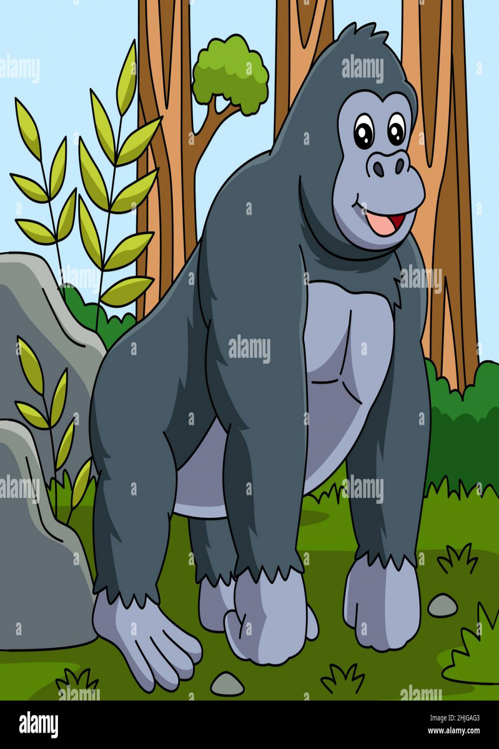Gorilla Cartoon Vector Colored Illustration Stock Vector Image