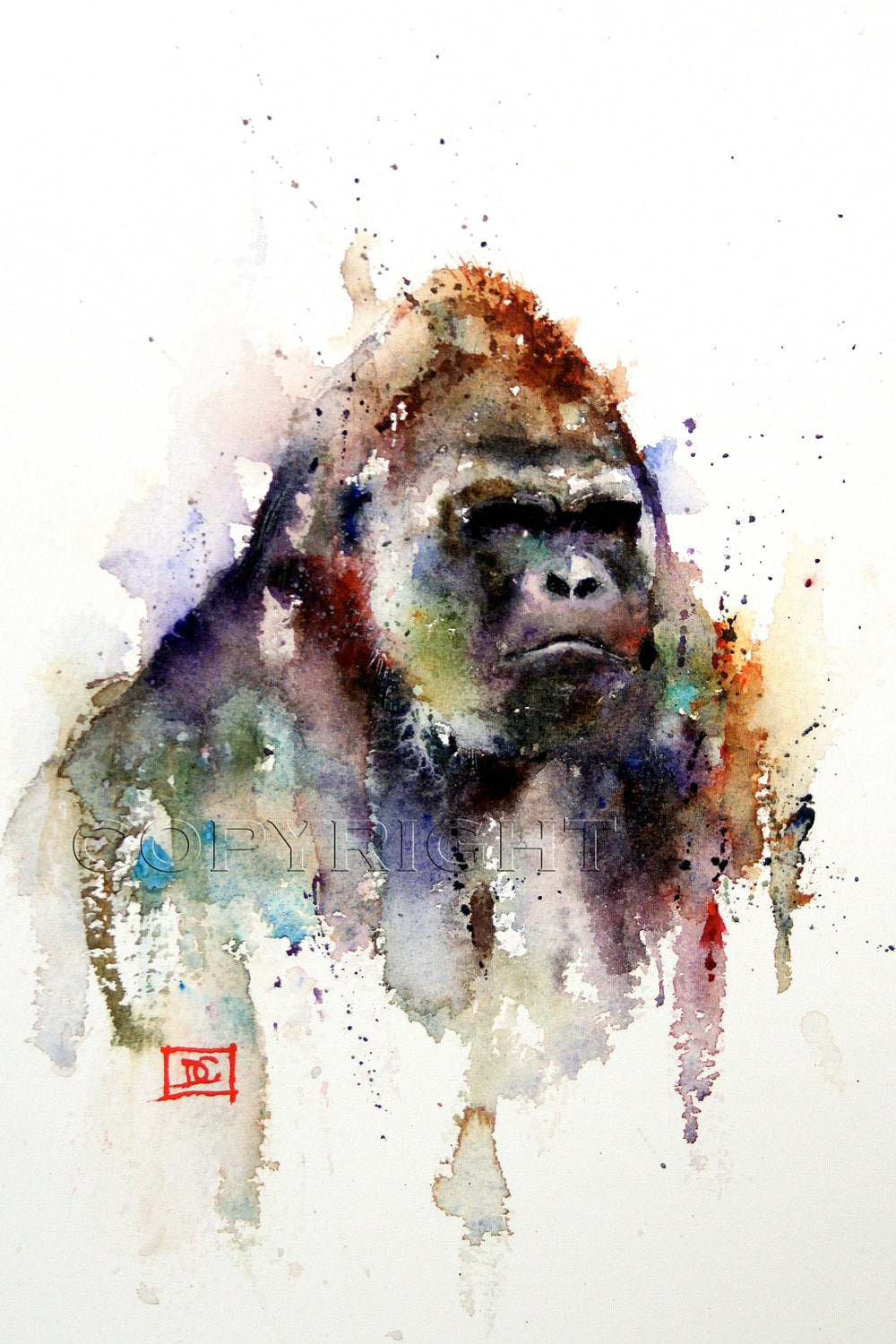 GORILLA Watercolor Print, Gorilla Art, Gorilla Painting, by Dean Crouser