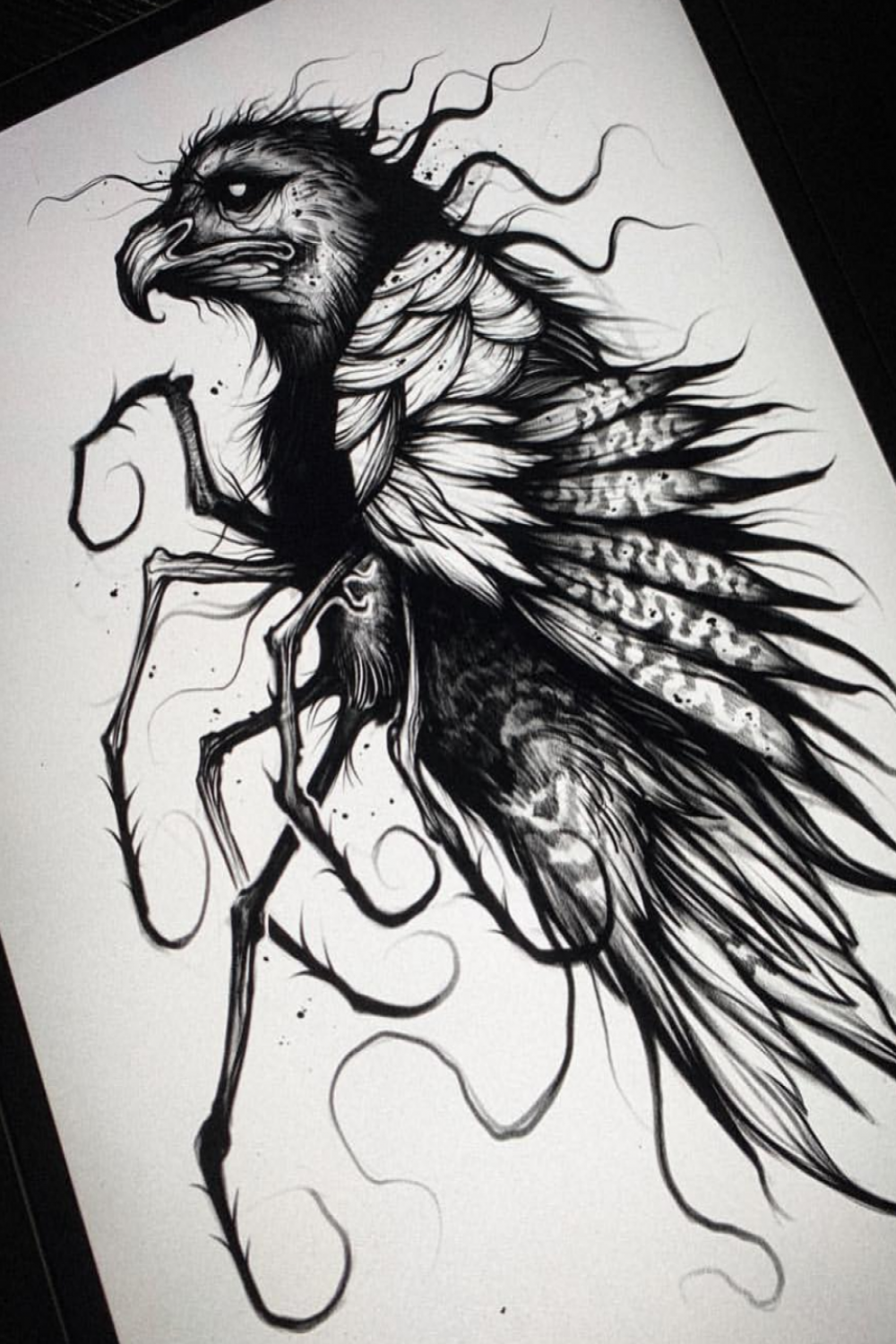 Great dark crow artwork by @strange_dust it looks like a monster