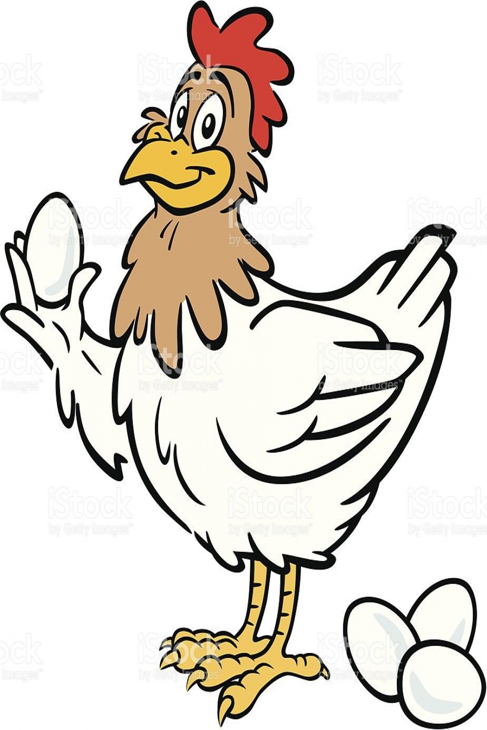 Great illustration of a chicken holding an egg